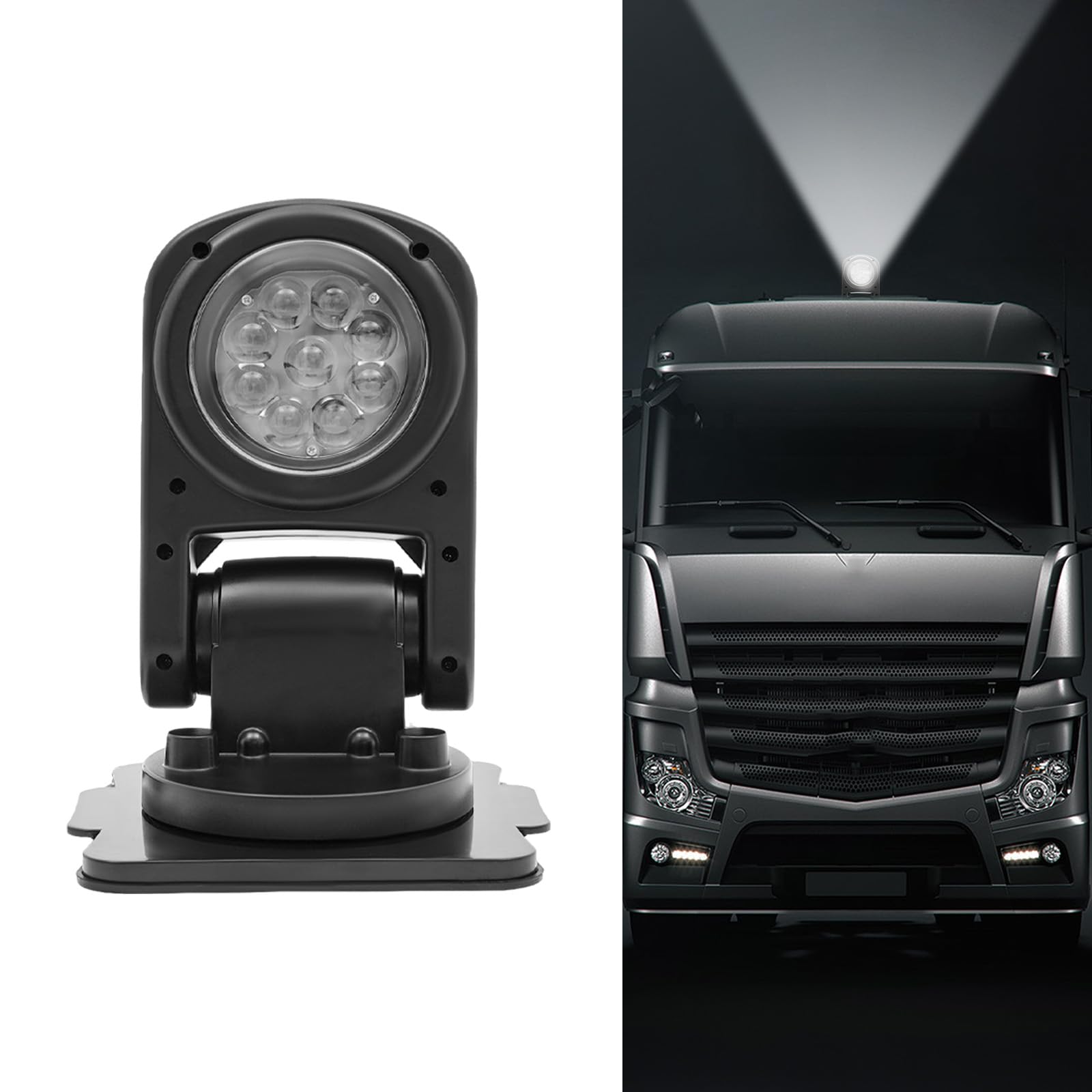 Projecteur de recherche pour bateaux, projecteur de travail LED avec télécommande, projecteur LED 45 W extérieur, étanche, angle réglable, pour véhicules tout-terrain, VTT, camions, bateaux