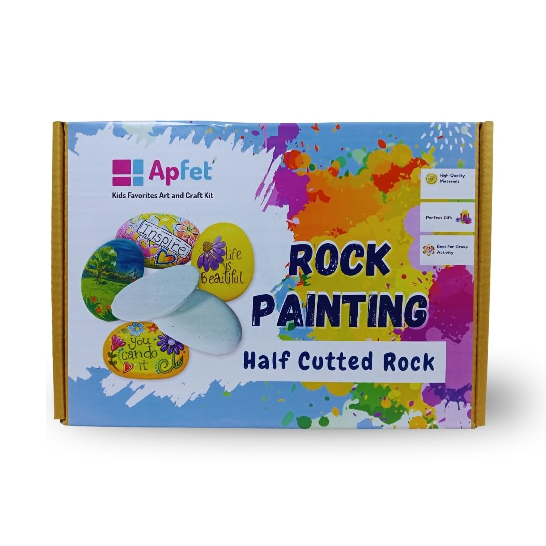 Apfet Rock Painting Half Cutted Rock Art and Craft Kit for Girls and Boys - Creative DIY Painting Set for Kids Ages 6+ Years (B0CPVH4TMT) Amazon Price History, Amazon Price Tracker