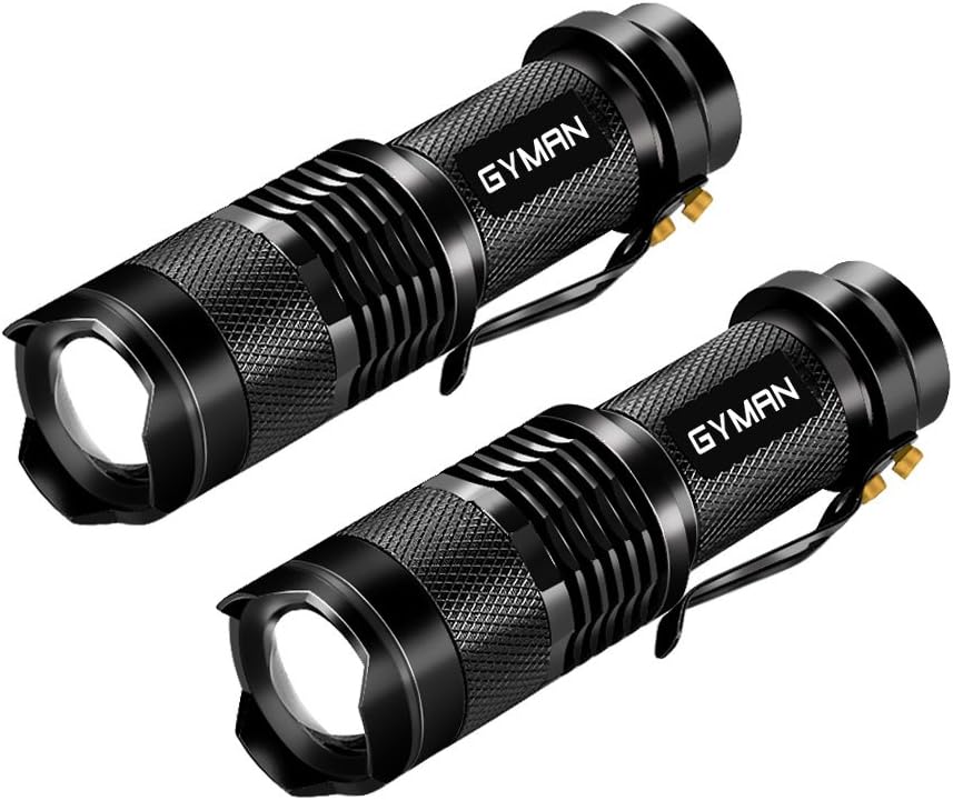 Flashlights Tactical 2 Pack Portable CREE LED Flashlights 2 Models Zoomable Tactical Flashlight Rainproof Lighting Lamp Torch Survival Kit for Emergency,Hurricane,Cycling Hiking Camping Outage