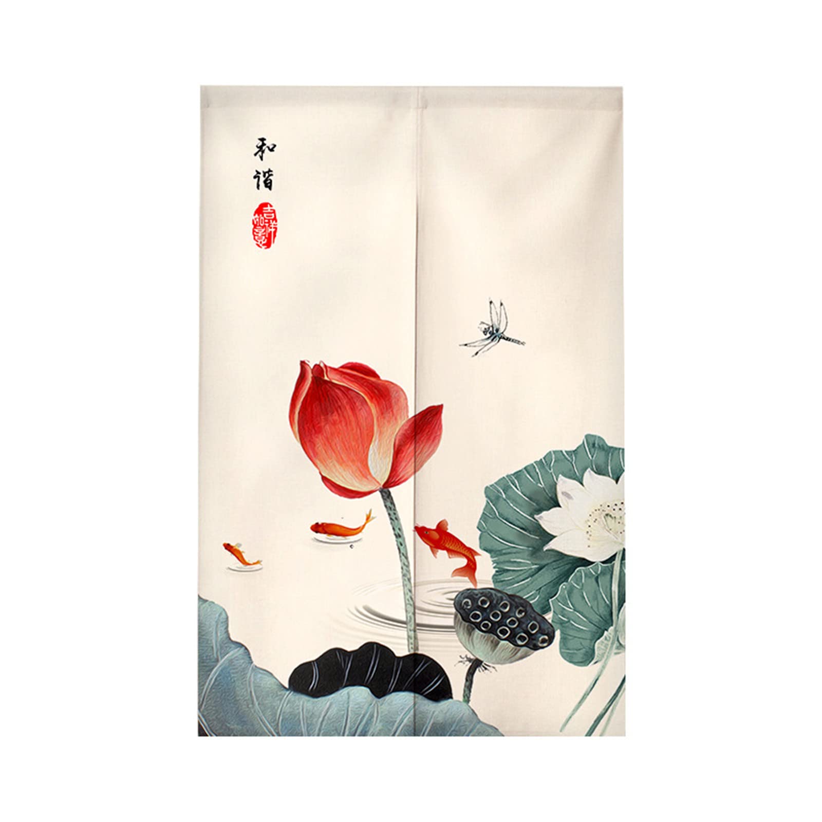 Surwin Dragonfly Japanese Noren Doorway Curtain Cotton Linen Chinese Style Door Curtain Window Treatment Tapestry For Kitchen Bistro Partition Shading Home Decorative (85X150cm,)