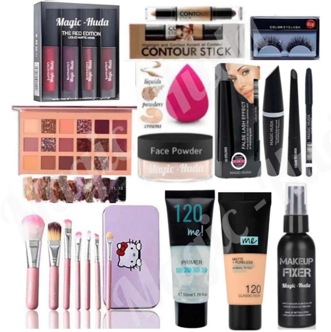 Magic Huda Waterproof HD Makeup Combo Kit For Women & Girls All Products In 1 Kit Set Of-15