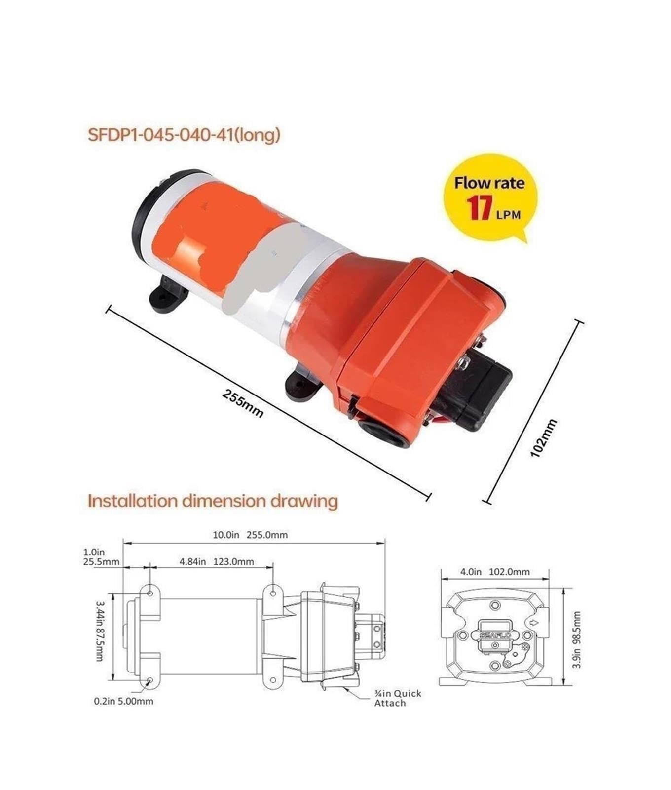 24V 3,3GPM 35PSI Membranpumpe Marine