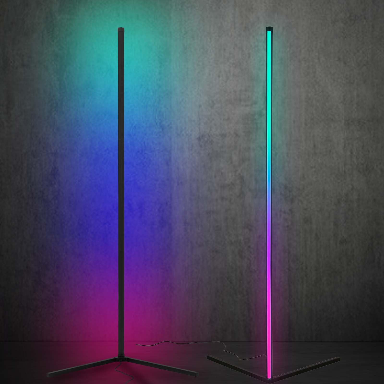 BRILONER Lampa stojąca LED RGBIC z pilotem zdalnego sterowania, Magic RGB LED jako dekoracja gamingowa, oświetlenie nastrojowe z czujnikiem muzyki, możliwość ściemniania, wielokolorowe światło,