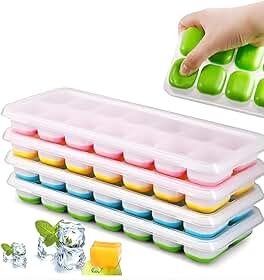Kit 4 Unidades Forma De Gelo Colorido Com Tampa Ice Flexivel Forminha Fundo De Silicone 14 Cubos Em Cada Alimentos Frutas Papinha - Linha Premium SellXpert.