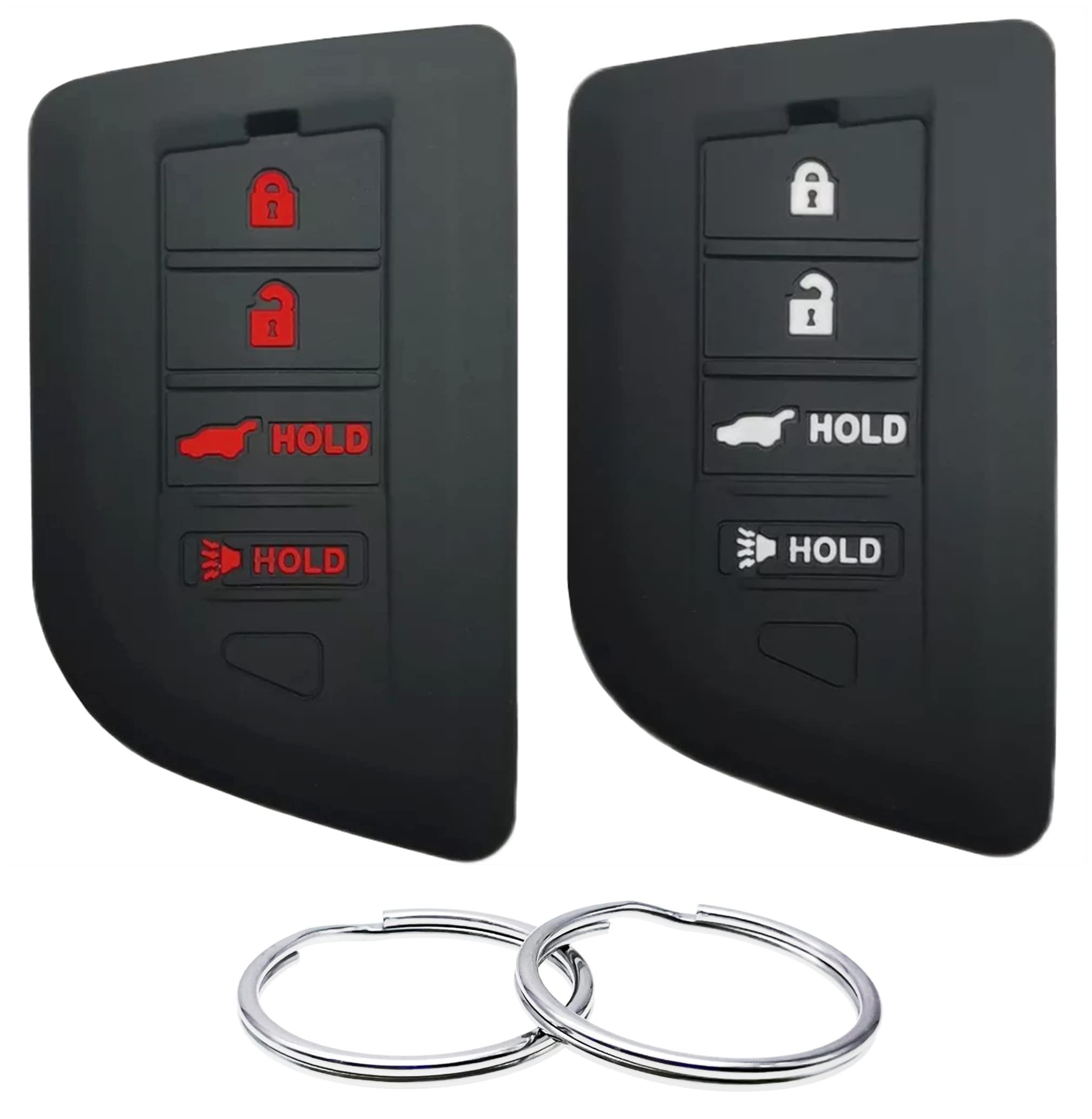 REPROTECTING Silicone Rubber Key Fob Cover Compatible with Acura RDX Integra Mdx TLX ZDX (Black with White Black with red, 4 Buttons)