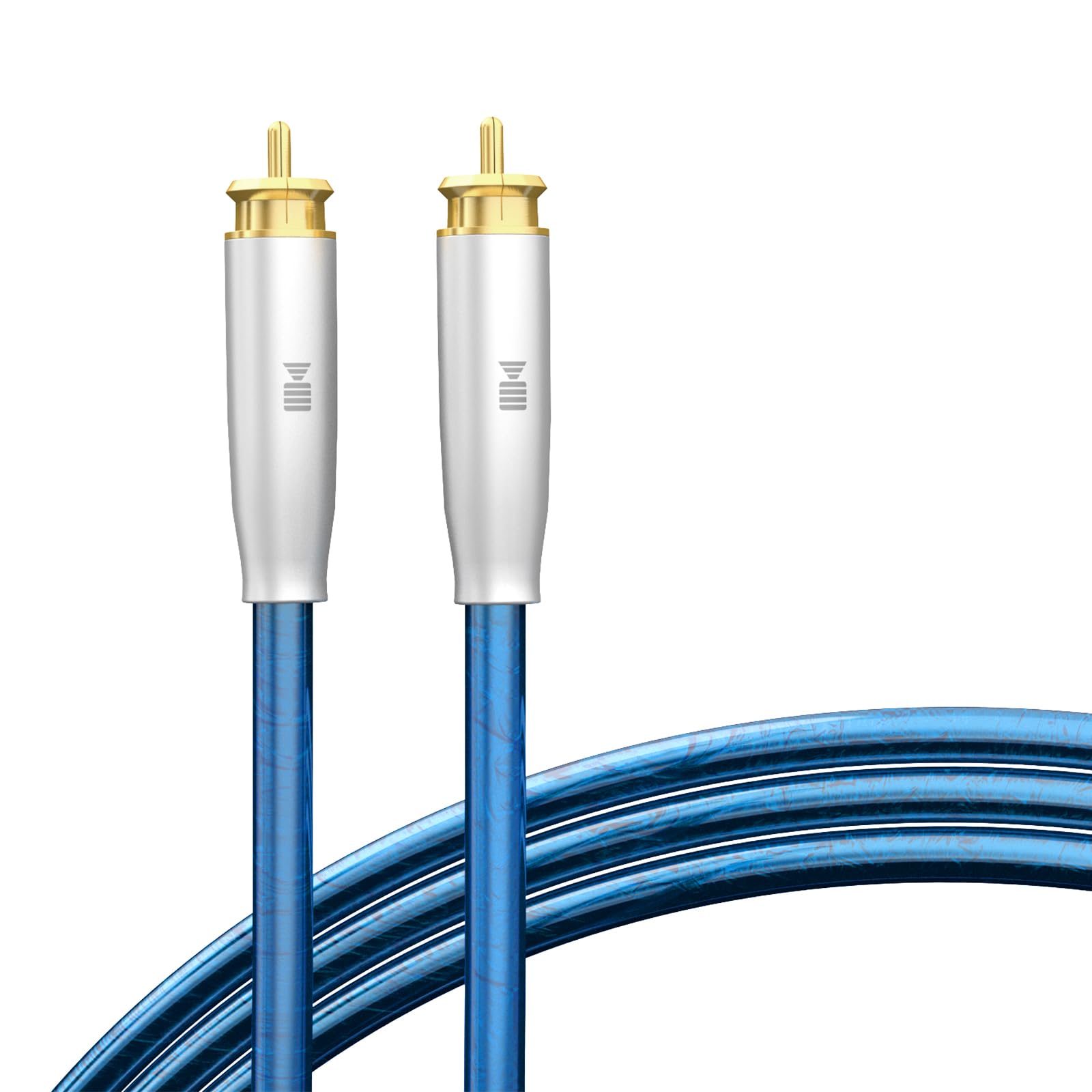 Cables de audio blindados chapados en plata para dispositivos RCA, cable de audio de señal dual macho a macho compatible con interfaz RCA, como amplificador, subwoofer, azul zafiro, 9.8 pies/3