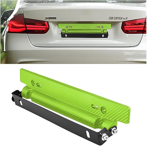 Marco de matrícula de fibra de carbono, soporte de placa de automóvil de acero inoxidable a prueba de sonajeros, soporte ajustable para reubicador,