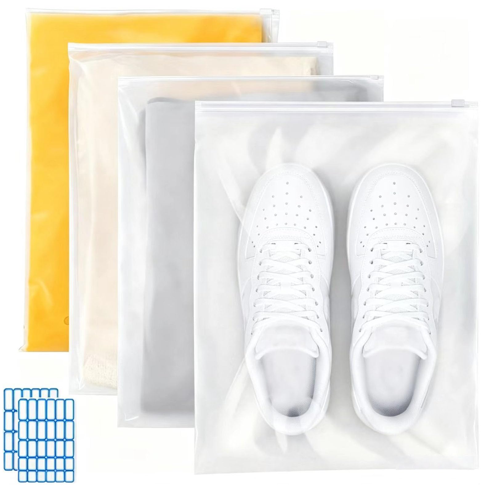 GAYSHI 30 Pcs Reusable Zip Lock Bags 30 x 40 cm Large Travel Clothes Storage Bags, for Shoes, Clothes, Cosmetics, Food, Waterproof (with Labels)