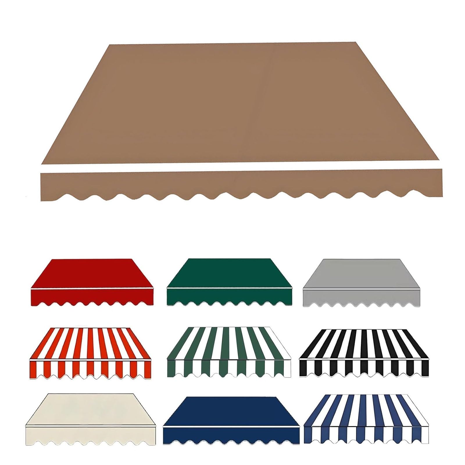 2.0m 2.5m 3.0m 3.6m 4m 5m Durabla Garden Awning Replacement Fabric Top Cover Front Valance, Window Awning Cover Waterproof, Awning Fabric Replacement(Khaki,500x300cm)