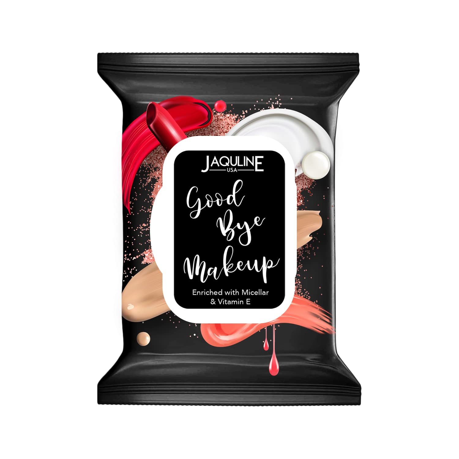 JAQULINE USA Goodbye Makeup Remover Wipes 30N | Moisturizing & Hydrating | Enriched with Vitamin E | Gentle on Skin | Anti-Bacterial | Alcohol-Free | Tested on Sensitive Skin