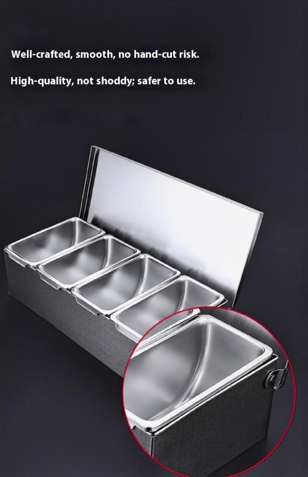 Contenitore per alimenti in acciaio inox 304 con coperchio versatile Se nizer e scatola di frutta con griglia interna rimovibile per uso pizzeria