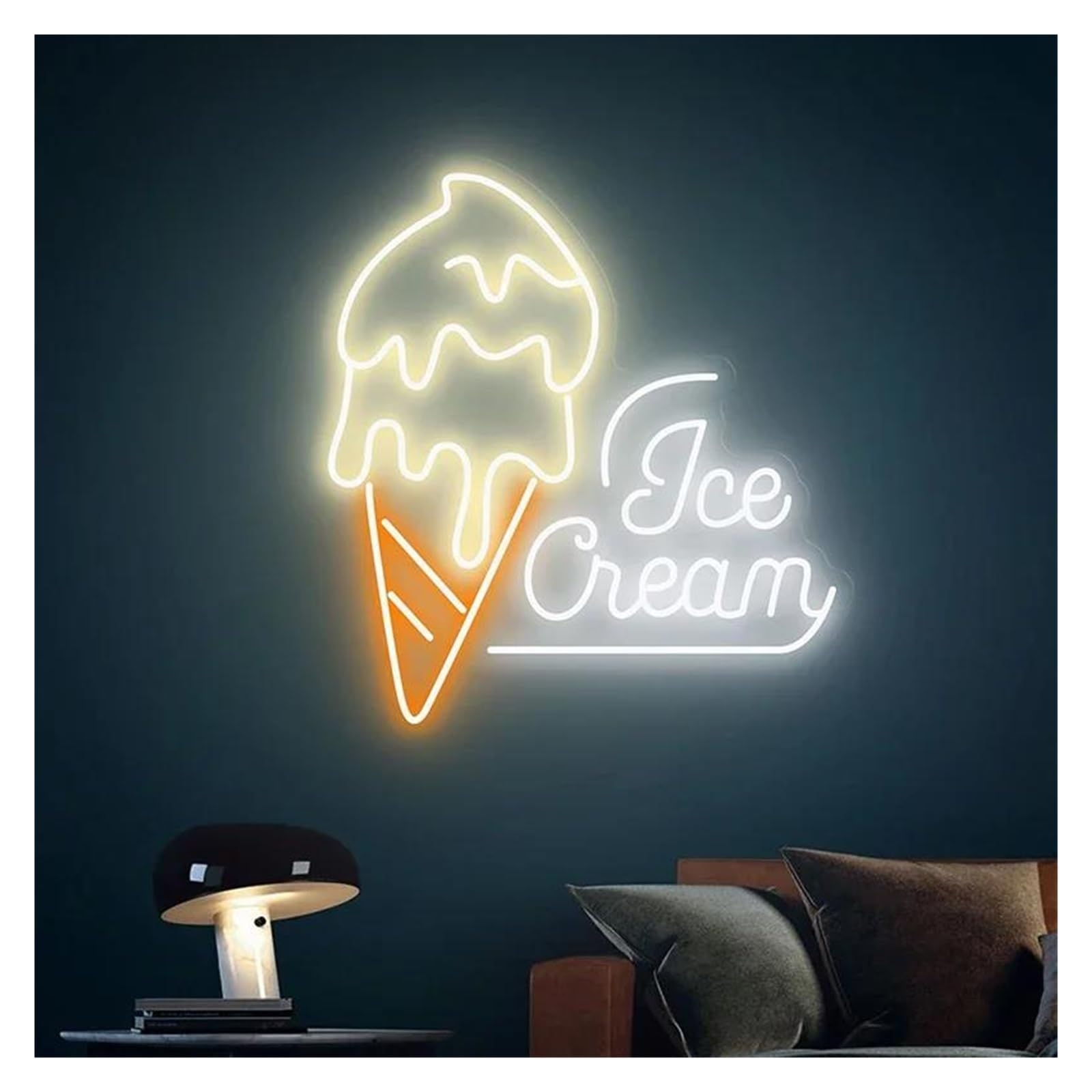 Shouxi A Sign Lamp Ice Cream Neon Sign Light Wall Decor Coffee Bar Shop Restaurant Decoration(,50Cm)