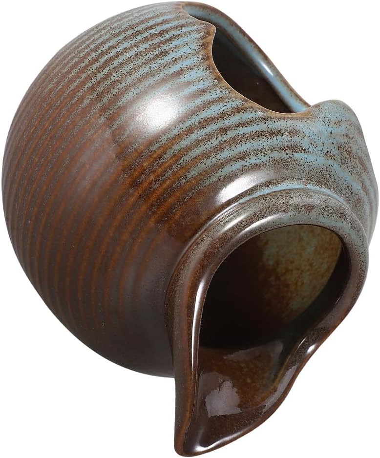 Pond Fountain Spitter Garden Water Feature with Pump Ceramic Waterfall Jar DIY Hydroponic Plants Pot Fountain Accessories for Balcony Courtyard Patio Office Home Decor (Style A, M)