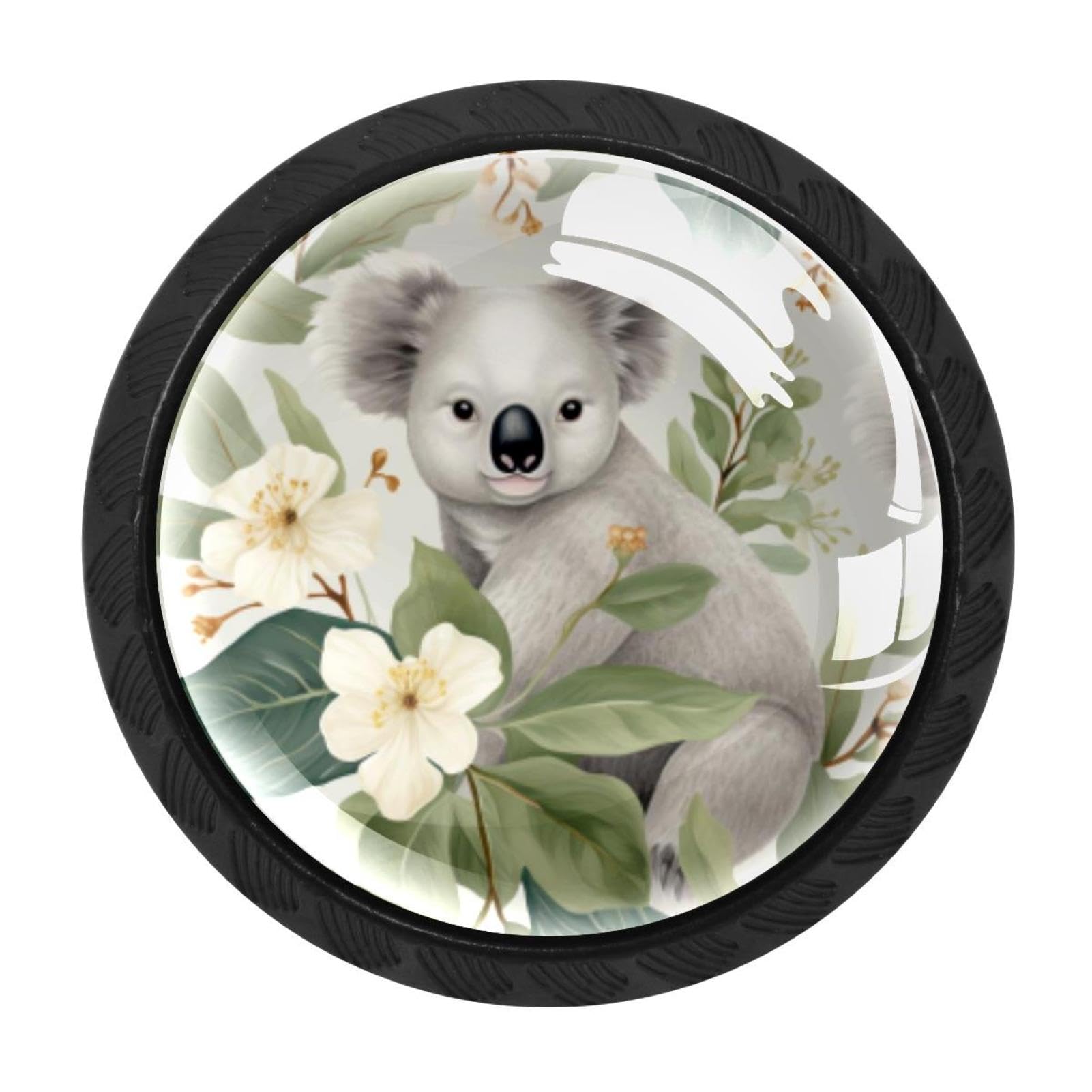 CHENZZZZ Koala Drawer Knobs Pull Handle Crystal Glass Circle Shape Cabinet Drawer Pulls Cupboard Knobs with Screws for Kitchen Cupboard Dresser Wardrobe etc