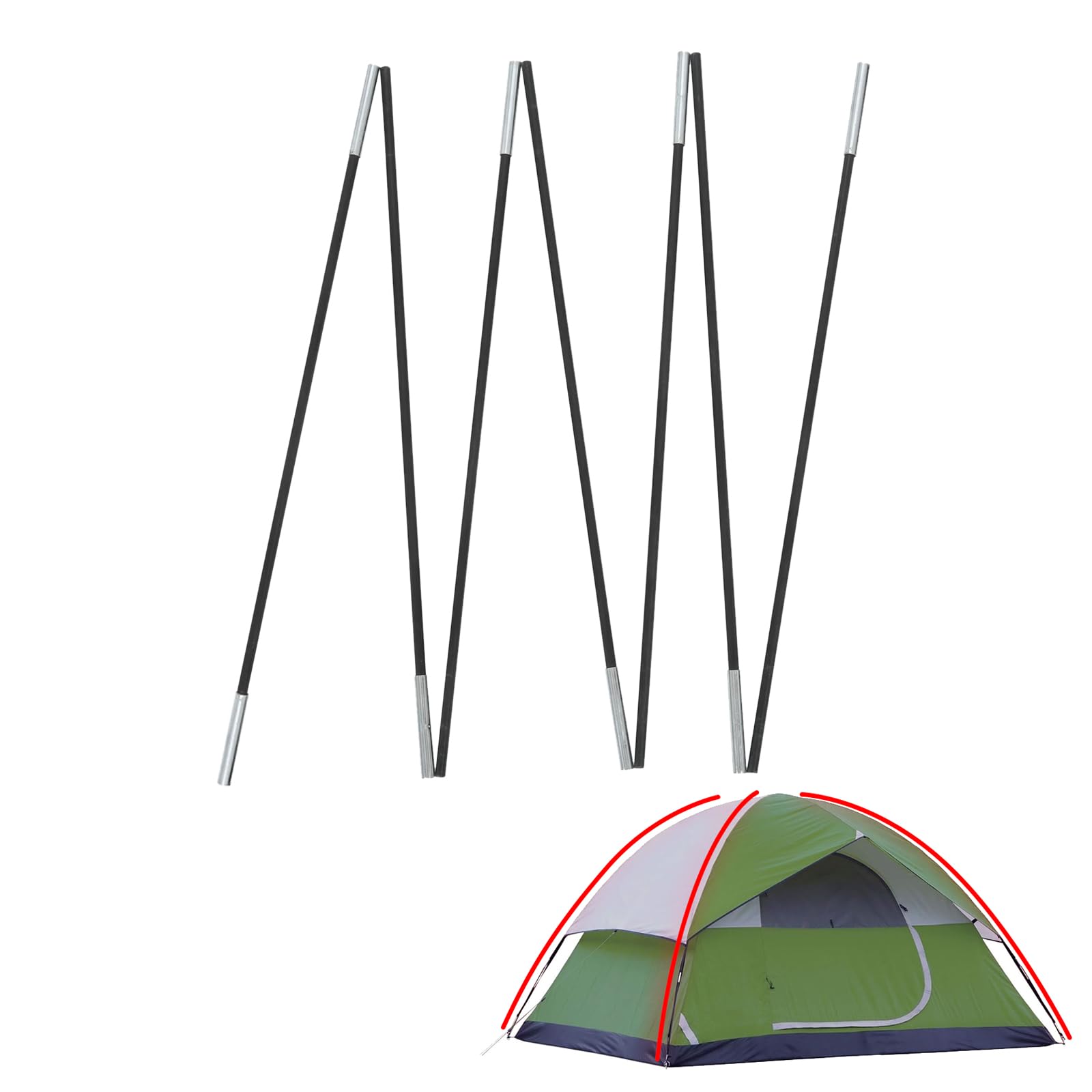 Tent Poles Replacement Compatible with Coleman 2 Person Sundome Camping Tent, Pre-Assembled Replacement Poles for Coleman, Easy to Install,