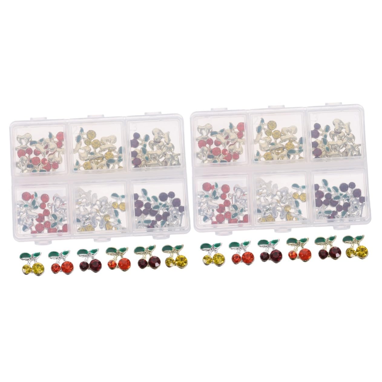 FRCOLOR 2 Set Di Ciondoli Per Unghie Gemme Di Cristallo Di Borchie Con Ciondoli Per Unghie Strass Per Unghie Gioielli Per Unghie Per Donne 60 Pezzi*2