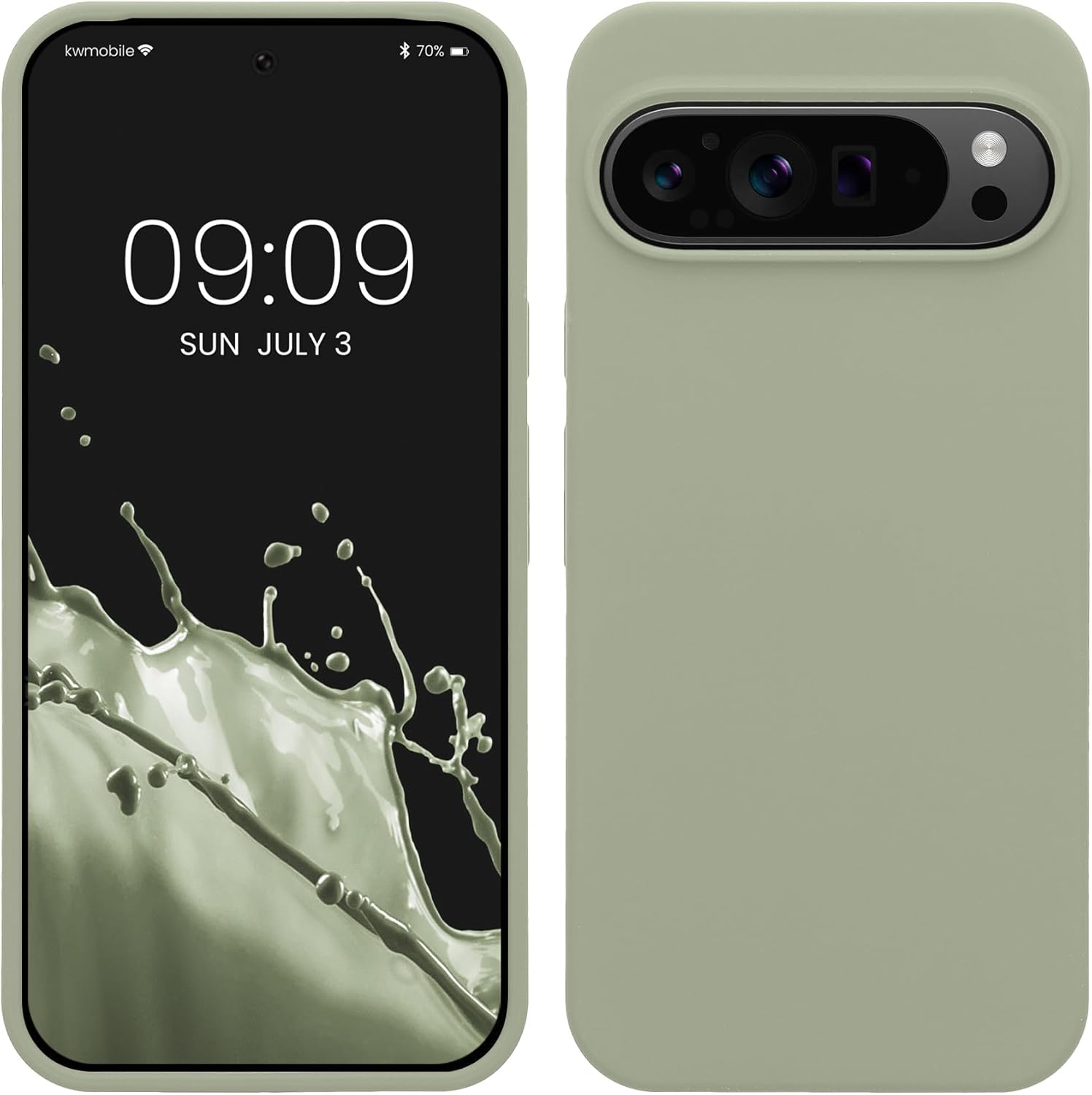 kwmobile Case Compatible with Google Pixel 9 Pro XL Case - TPU Silicone Phone Cover with Soft Finish - Gray Green Pixel 9 Pro XL gray green