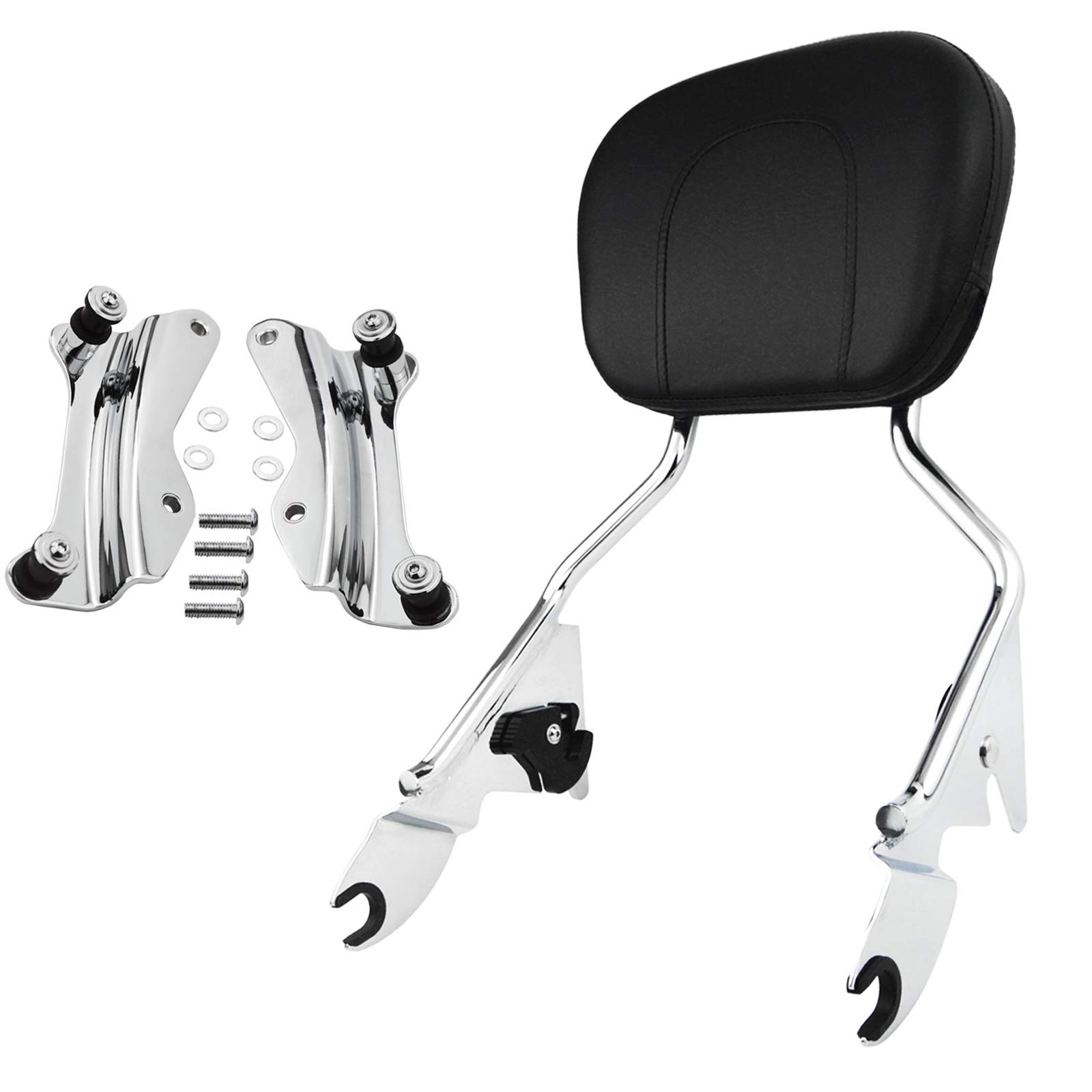Triple Polished Chrome Upright Passenger Sissy Bar Backrest w/Pad 4
