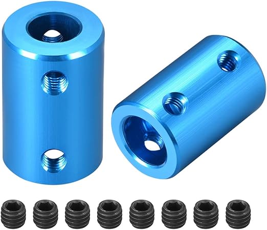 uxcell 8mm to 10mm Bore Rigid Coupling Set Screw L25XD16 Aluminum Alloy,Shaft Coupler Connector for 3D Printers, Motor Accessories,Blue,2pcs