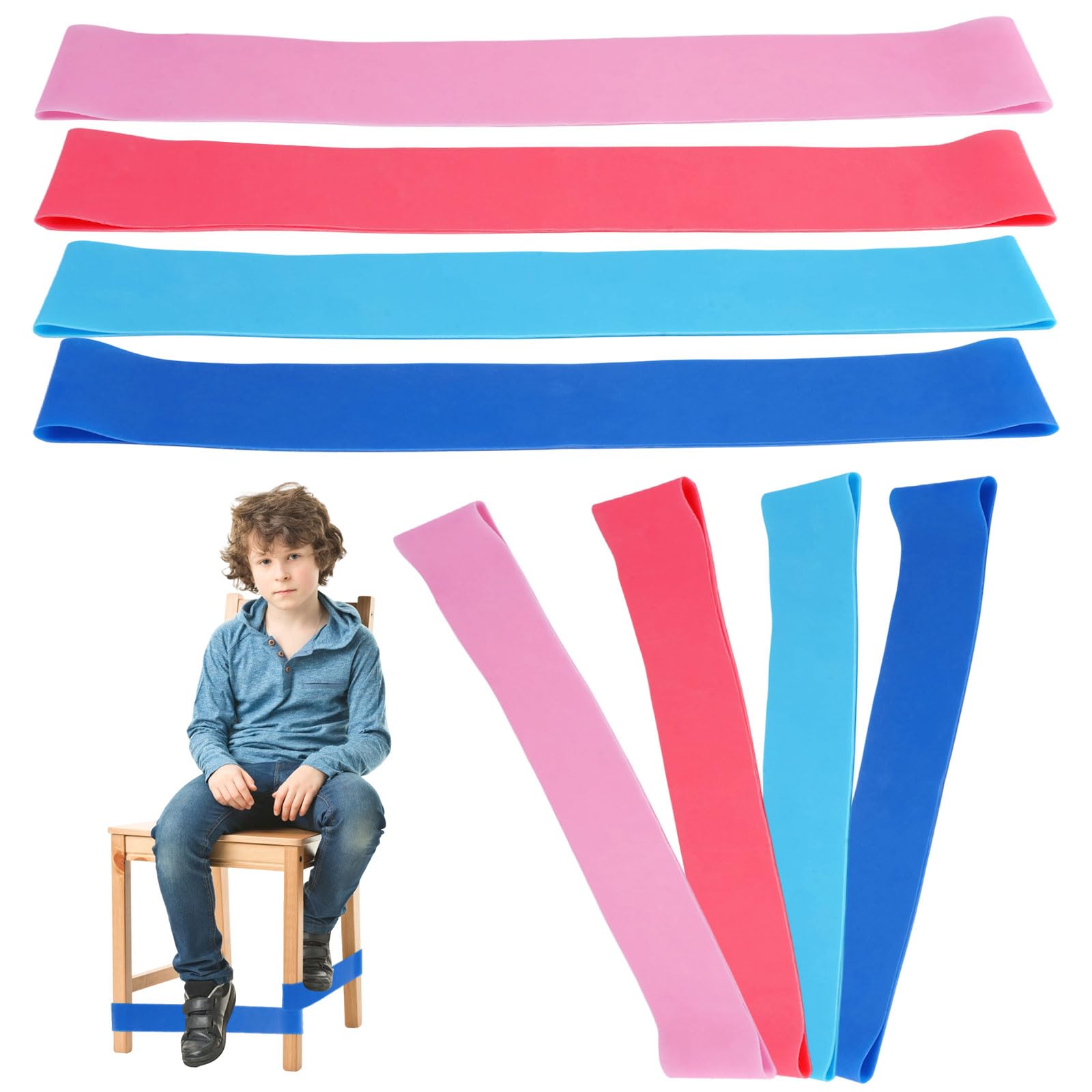 8 Piezas Bandas Elásticas para Sillas Para Niños, Bandas Elásticas para La Ansiedad, Banda Sensoriales para Sillas, Banda de Resistencia para Silla de Aula, para TDAH, Autismo, Yoga