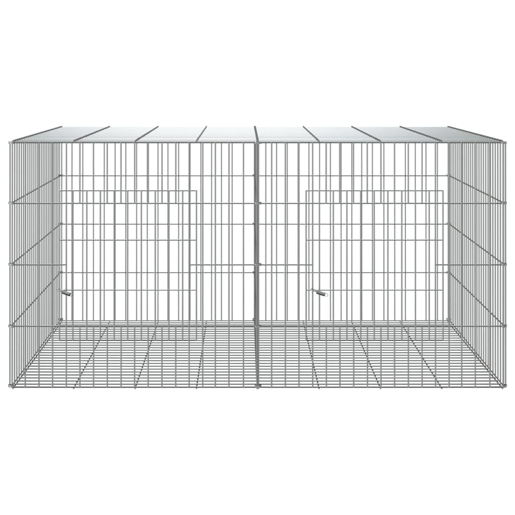 Kaninchenkäfig, 2 Paneele, 110 x 79 x 54 cm, verzinktes Eisen, silberfarben, 02_0041685