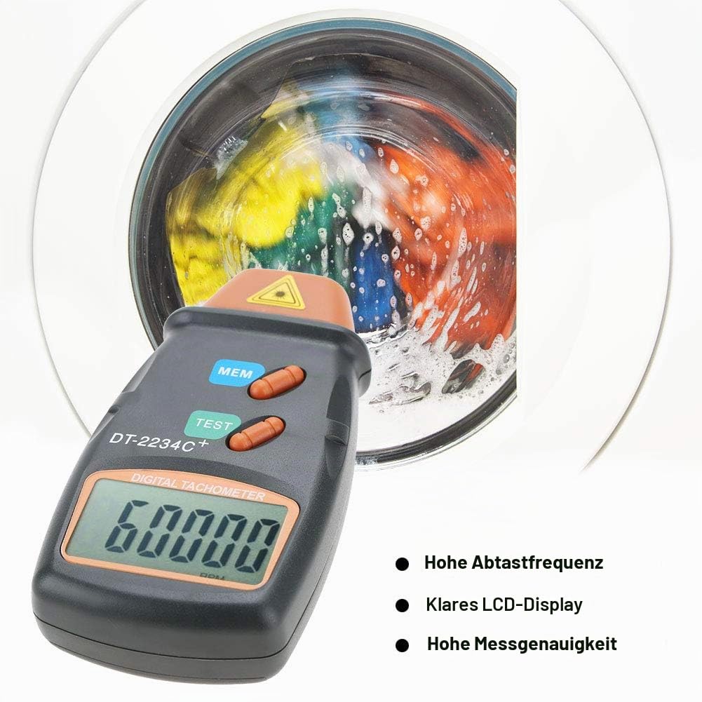 Digitaler Drehzahlmesser, DT-2234C + Berührungsloser Mini-Drehzahlprüfmesser LCD-Display Digitaler Fototachometer für Motorräder Drehmaschine Autoherstellung