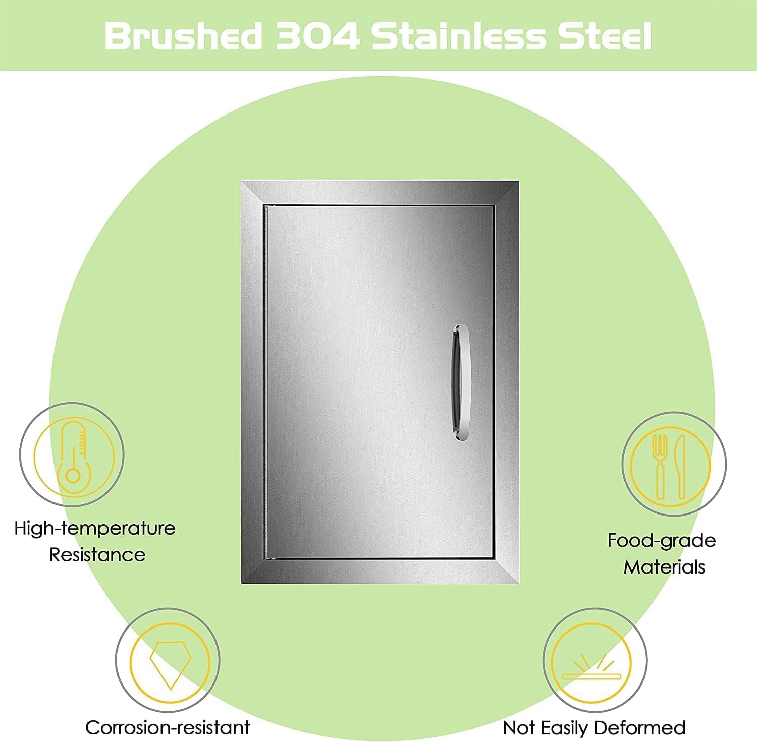BBQ Access Single Doors 20Wx27H Flush Mount Stainless Steel Outdoor Kitchen Door for Outside Cabinets and BBQ Island