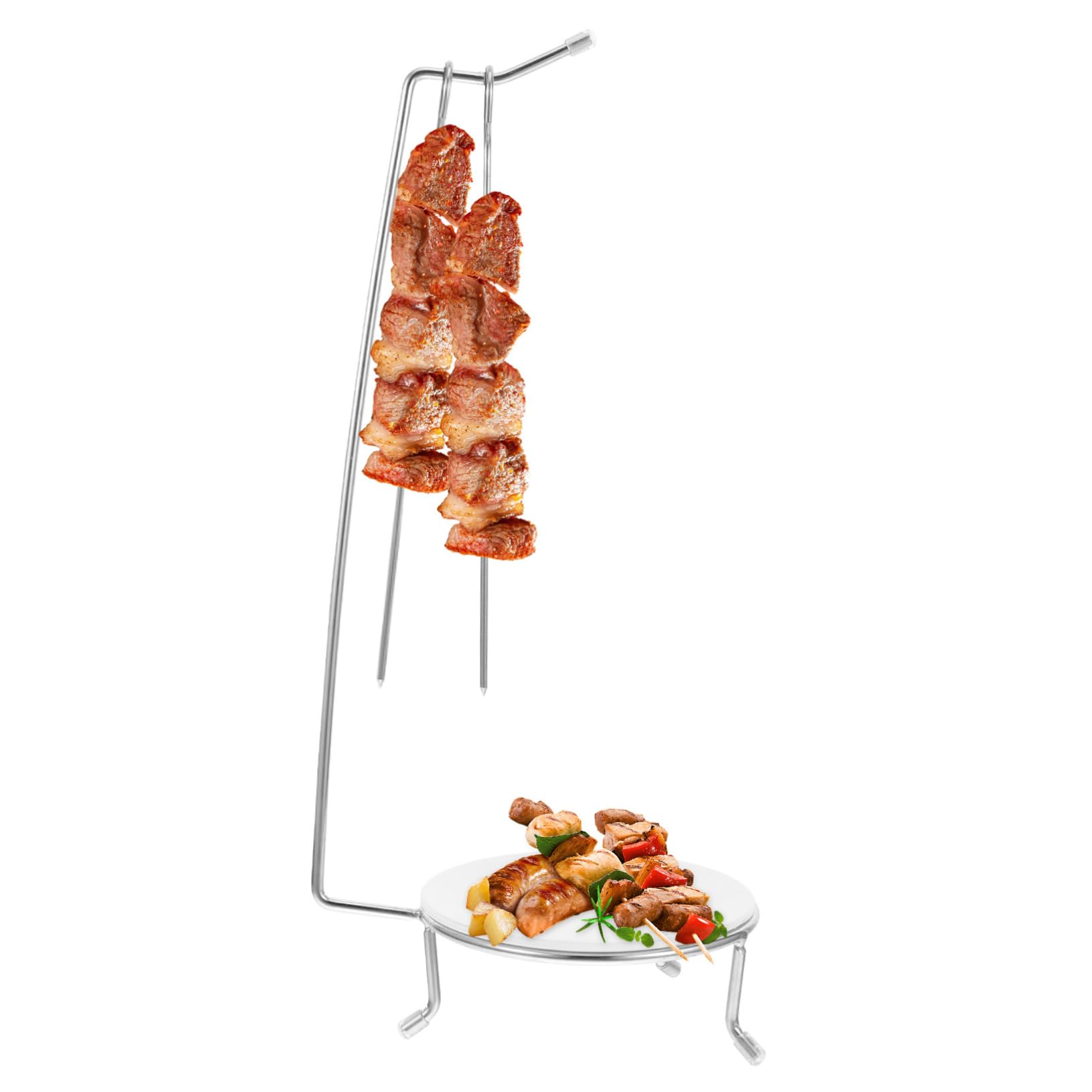 Grillspießhalter 1 Satz aus Edelstahl, Formstabil für Grillen | Metallgestell zum Aufhängen, Leicht zu Reinigen, für Picknicks im Freien