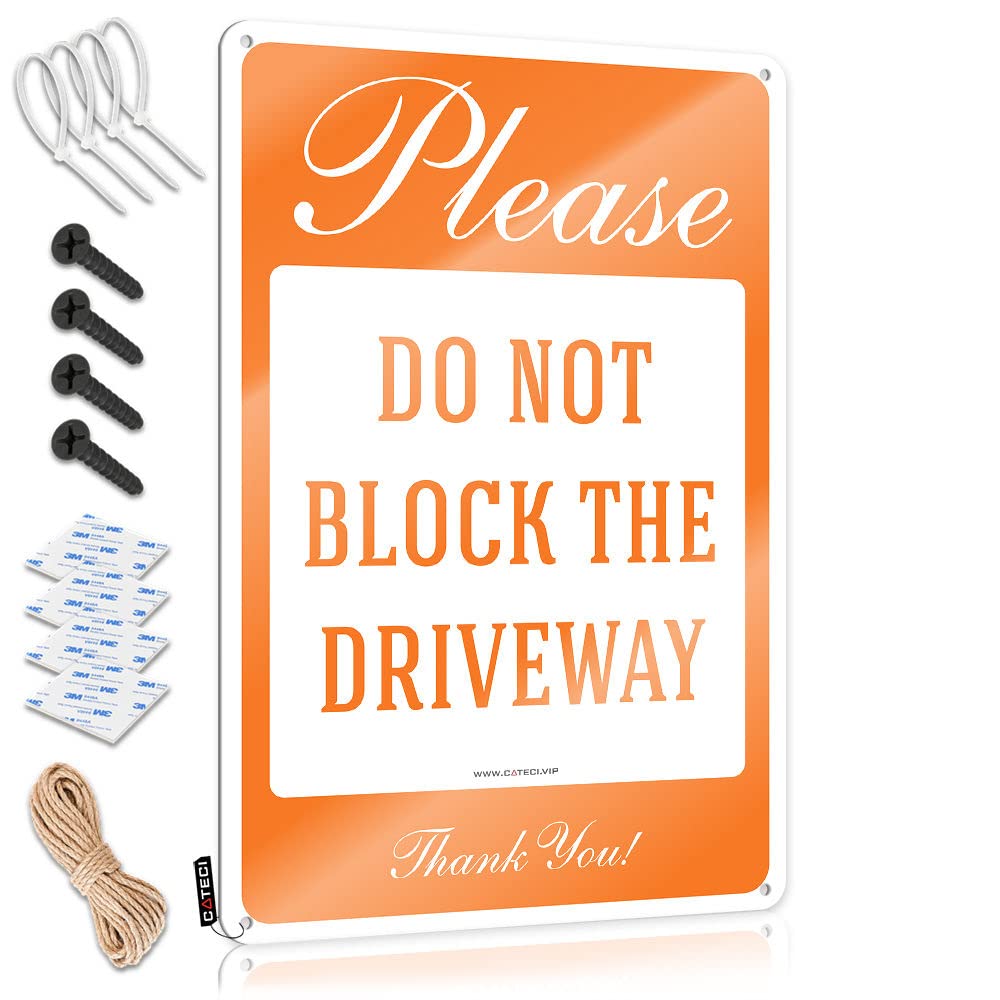 Tin Sign Funny Please Do Not Block The Driveway Thank You Sign, No Parking Tin Warning Signs For Bedroom Sign Decor(30X40CM)