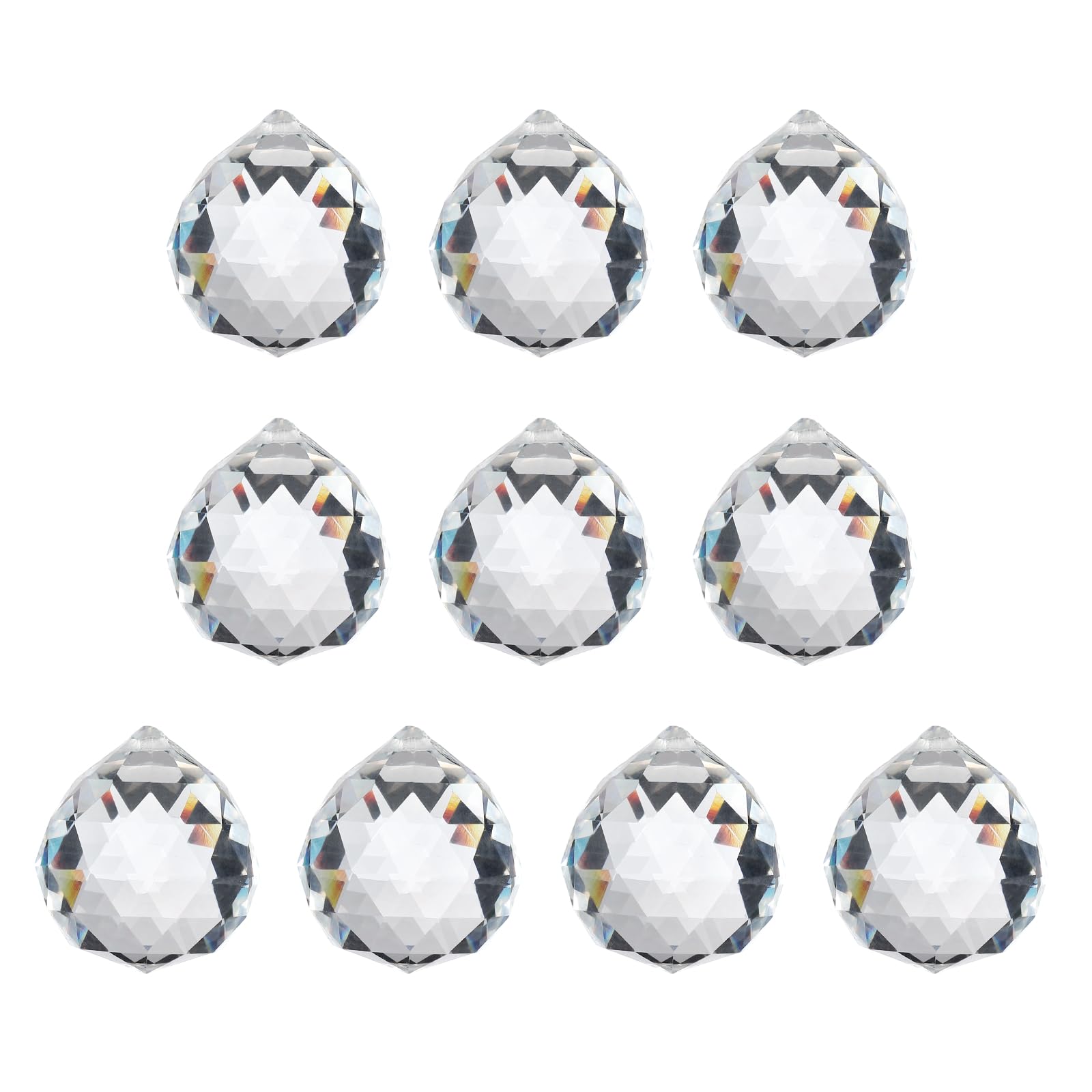 YELARXI Crystal Ball Prisms, Sun Catcher Hanging Prism Sun Catcher Pendant 24mm / 0.94Inch & 10 Pack & Clear-Fitting for (Outdoor/Indoor/Windows/DIY Decor/Feng Shui/Chandelier)
