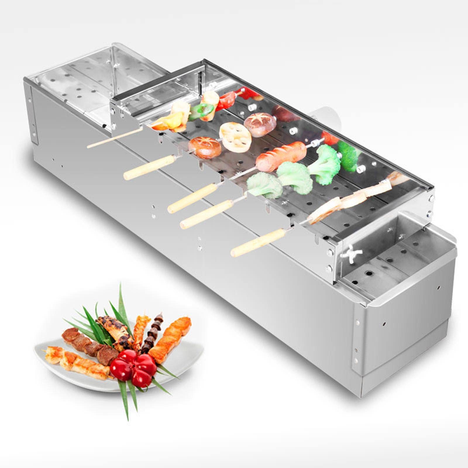 Barbecue Grill Einstellbare Breite Universal DIY Automatisches Tool Set Rotisserie Kit für Reisen Terrasse Outdoor Garten, 60cm