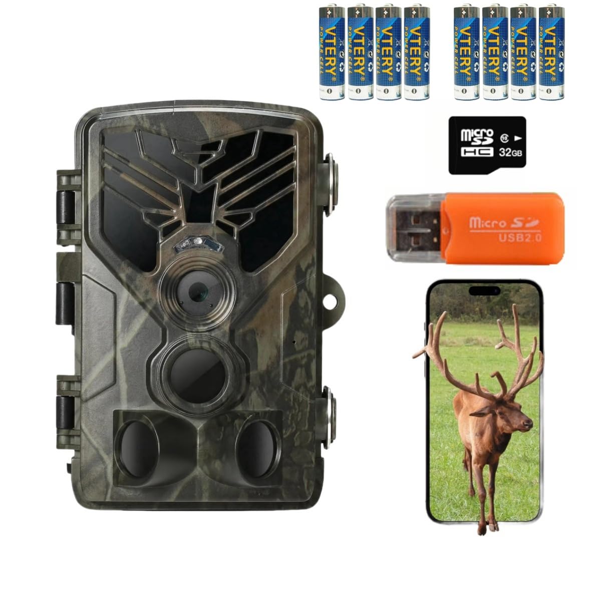 Cámara de Caza WiFi 4K / 32MP – Visión Nocturna Infrarroja 940nm – Detección de movimiento 0,2s – Impermeable IP66 – SD de 32 GB incluida – Captura la vida silvestre en Full HD