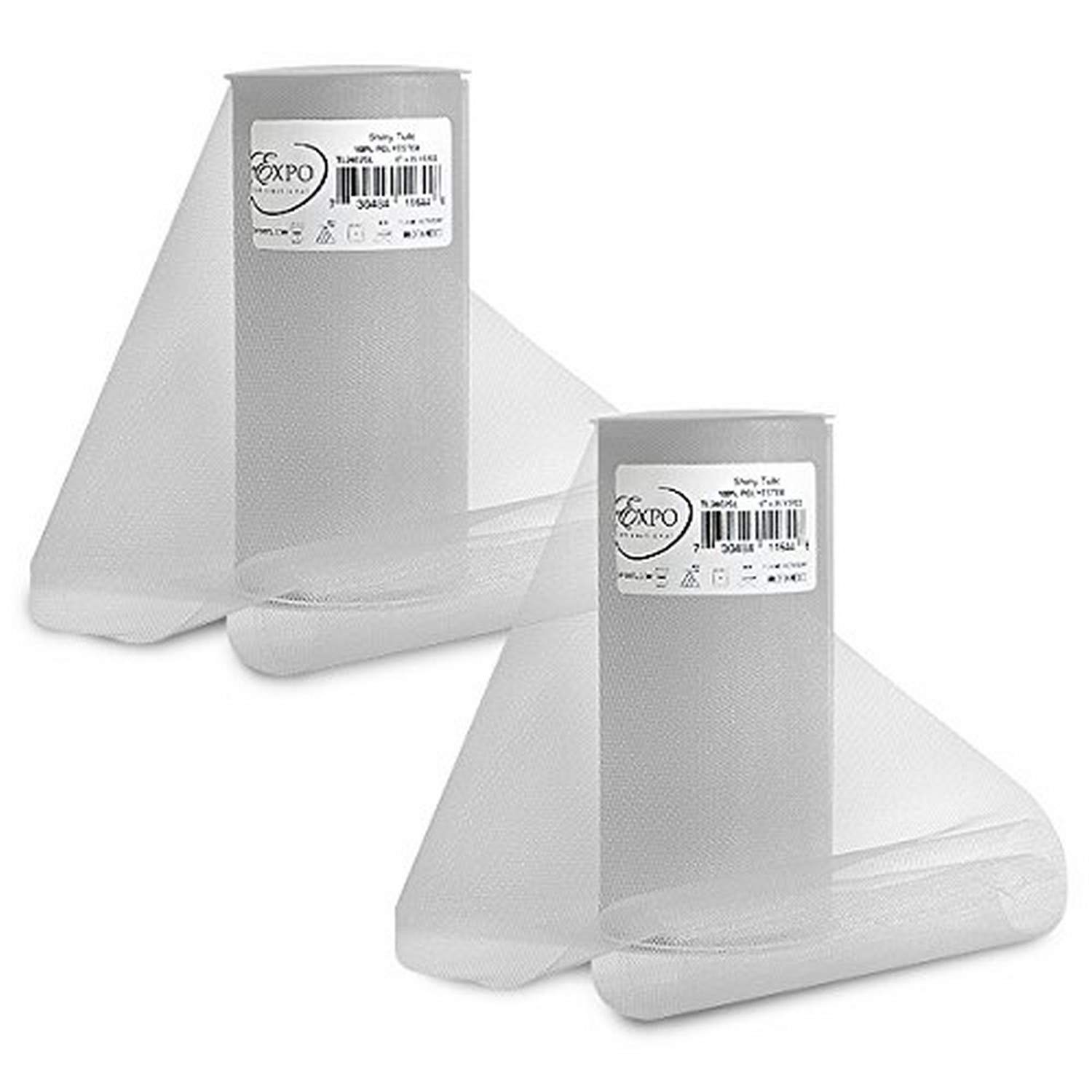 Expo International Pack of 2 25 Yards TL2402SL-2 Shiny 6" Tulle Spool of 25 yd, Silver, 2 Piece
