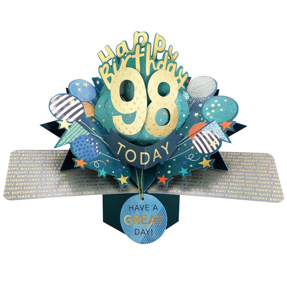 98 Today Happy 98th Birthday Pop-Up Greeting Card Love Kate's Pop Up Cards Him Design POP237MC98 โ image 1