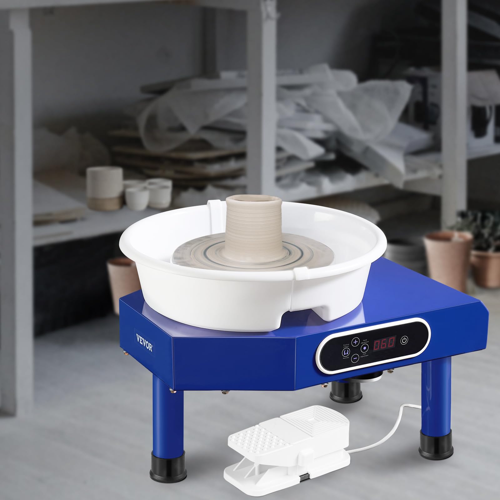 VEVOR Töpferscheibe Keramik Rad Maschine 350 W, Elektrische Töpferscheibe Maschine 25 cm 300 U/min Töpferscheibenmaschine, mit Pedal & Schürze Formmaschine, Geeignet für Anfänger, Enthusiasten