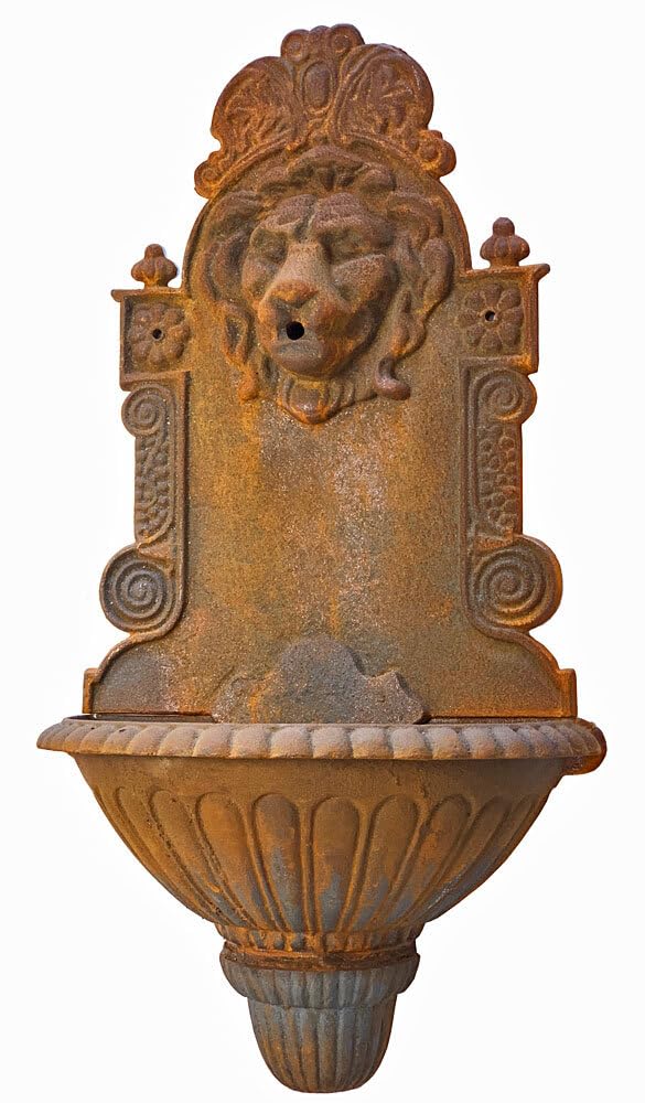 zeitzone Wunderschöner Wandbrunnen Löwenkopf Massiv Eisen Edel-Rostig Löwe Antik-Stil
