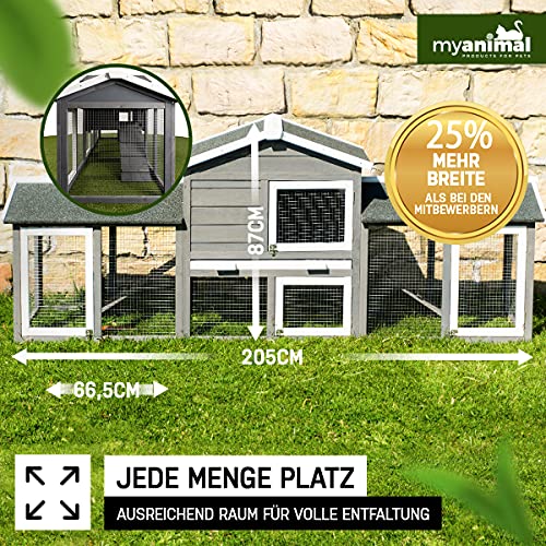 Miweba MyAnimal Hasenstall MH-03 XXL | Extra Breite 66.5 cm - Kaninchenstall mit Freilaufgehege - Doppelstockhaus… – Bild 3