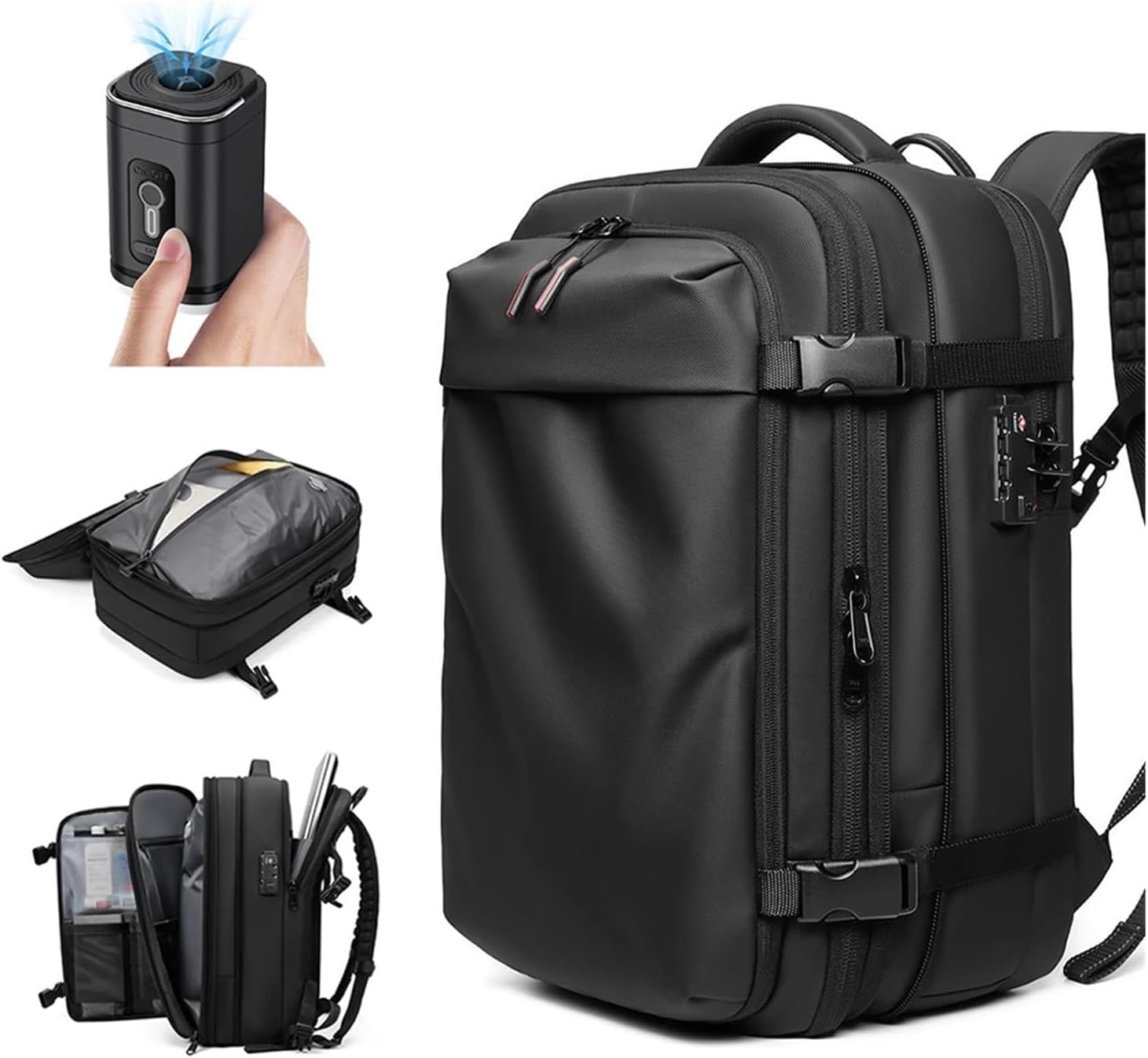 Zaino a compressione da viaggio con grande capacità per laptop fino a 17 pollici, ideale per scuola, lavoro e uso casual