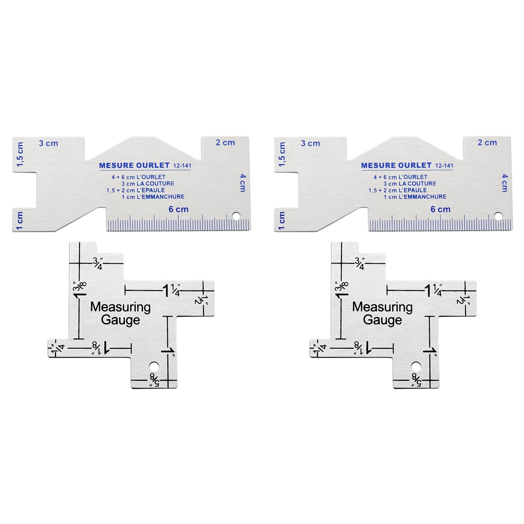 Jnchdghwa Silver 4X Seam Measuring Gauge Metal Quilting Tailor Ruler Template Sewing Ruler For Diy Patchwork Quilting