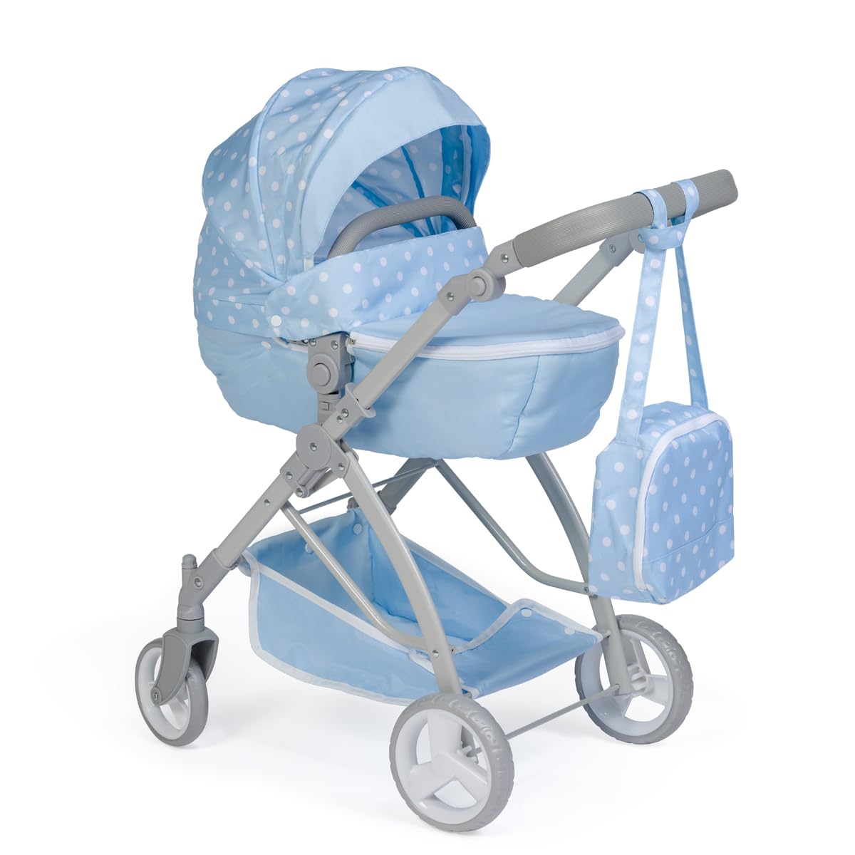 JC Toys - Berenguer Boutique | Deluxe Folding Sports Pram Stroller | Blue Royal Collection | for Dolls up to 20" | Ages 3+