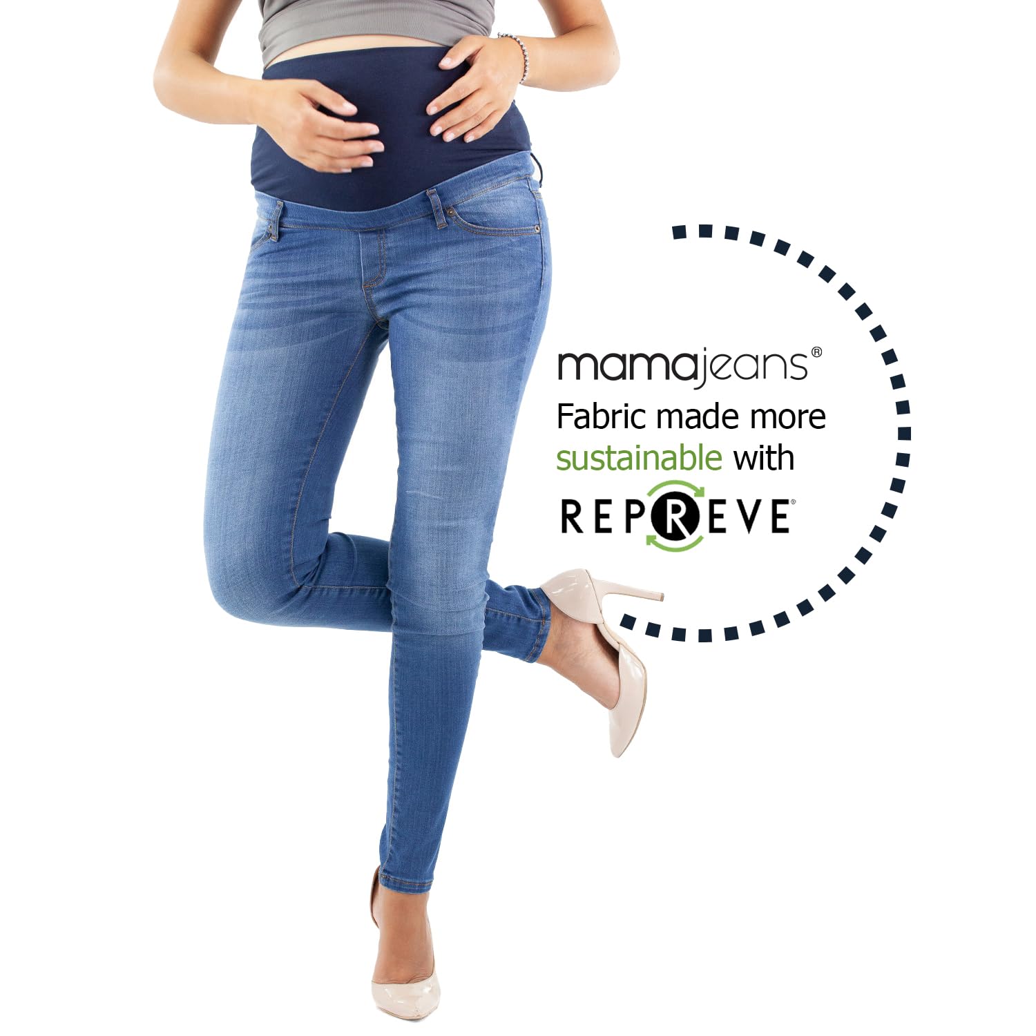 Milano - Jeans Premaman Donna Basic, Super Elasticizzato e Comodo, Pantaloni Skinny, Abbigliamento per Ogni Fase della Gravidanza