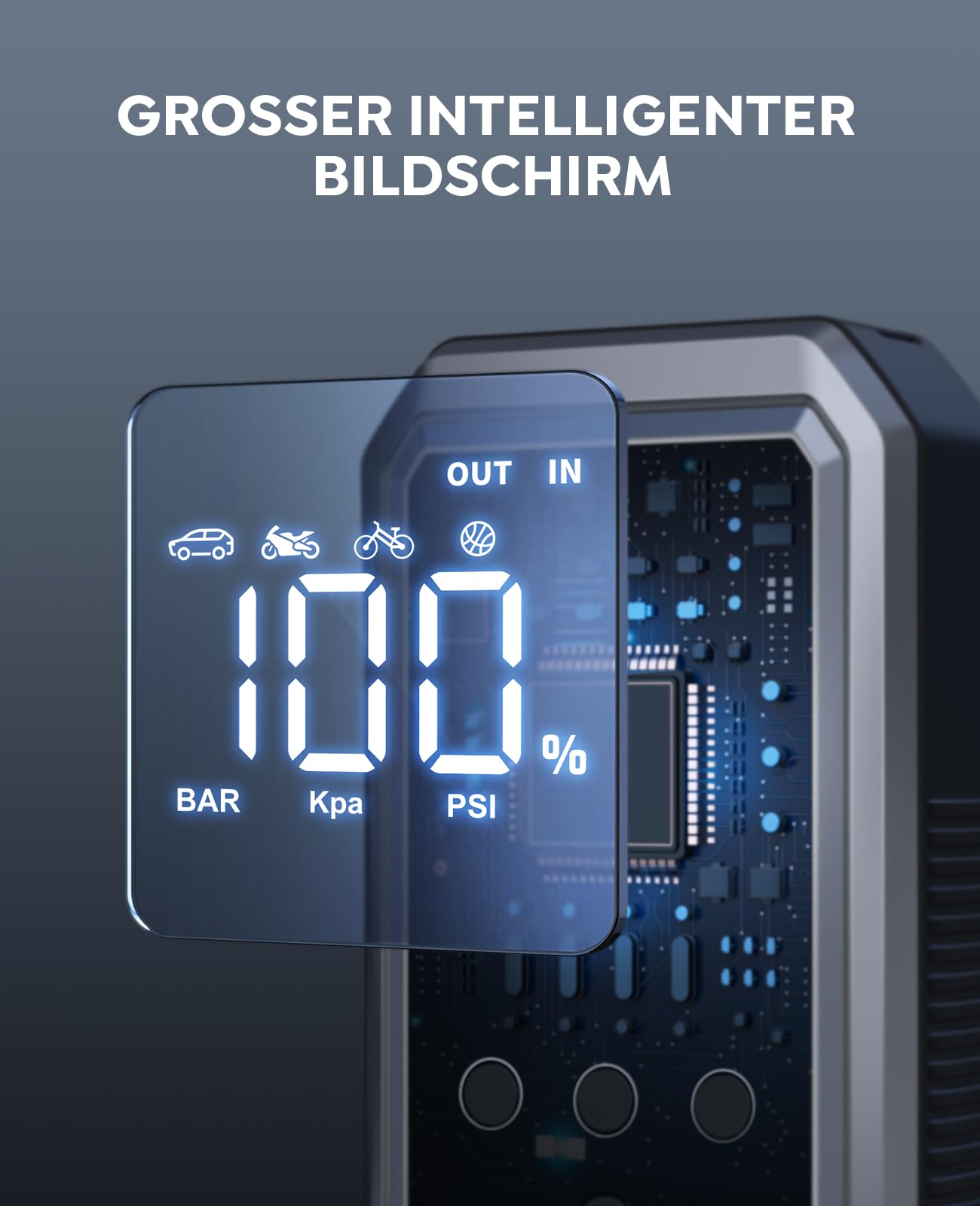 5000A Auto Starthilfe, YaberAuto Starthilfe Powerbank mit 150PSI Kompressor, 21,800mAh Powerbank mit 300 Lumen Notlicht, 4 in 1 Powerbank als Starthilfe mit LCD Bildschirm, YA70