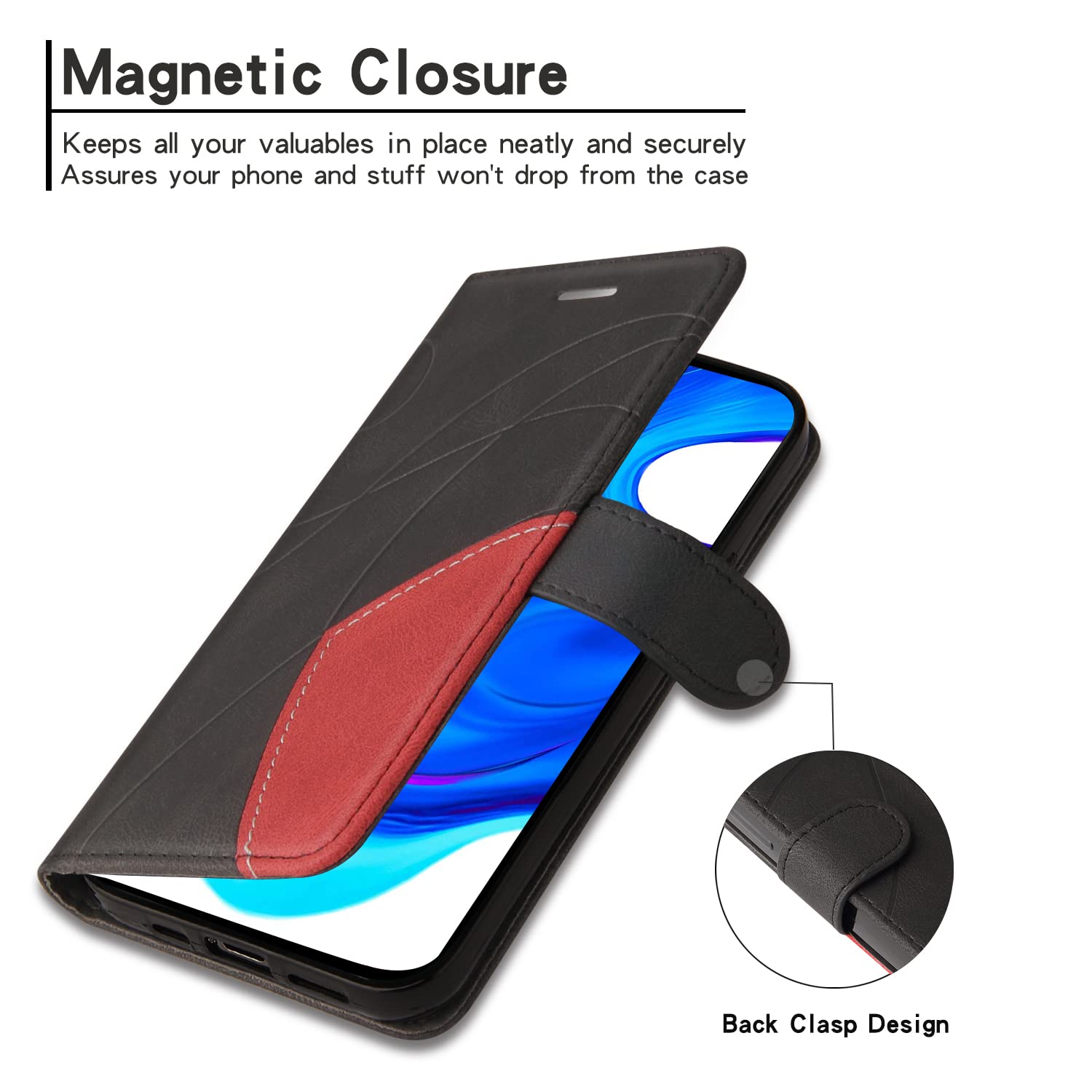 YEALLY Cover per Oppo A74 4G, Oppo F19 Custodia in Pelle Portafoglio con Porta Carte di Credito & Supporto, Chiusura Magnetica Silicone Custodia con Oppo A74 4G, Oppo F19 Cover 7