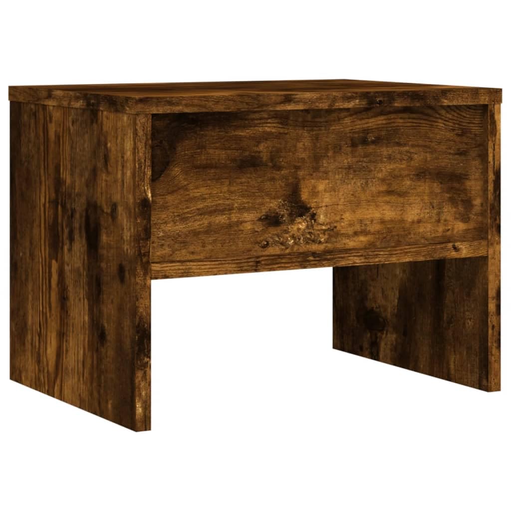 Zestaw 2 stolików nocnych, dąb wędzony, materiał drewnopochodny, 40 x 30 x 30 cm, z otwartą półką, wszechstronne zastosowanie jako stolik pomocniczy, stabilna półka do sypialni