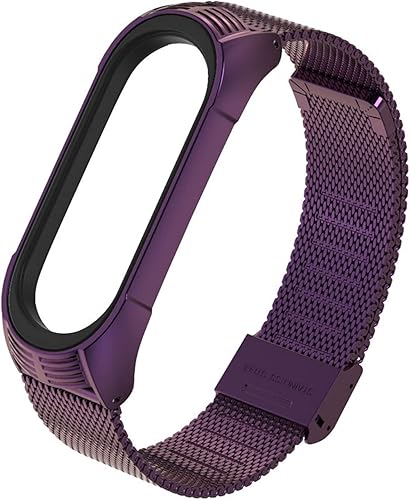 CYTSH Mi Band 5 - Correa de reloj para Mi Band 6, de metal sin tornillos, acero inoxidable Mi Band 4 Miband 3 (color morado, tamaño para Mi Band 5 6)