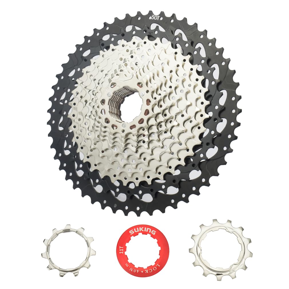 CYSKY 12 Speed Bike Cassette 11-50T, 11-52T Compatible with Shimano, Sram HG System Fit for Mountain Bike, Road Bicycle, MTB (12spd 11-50t)