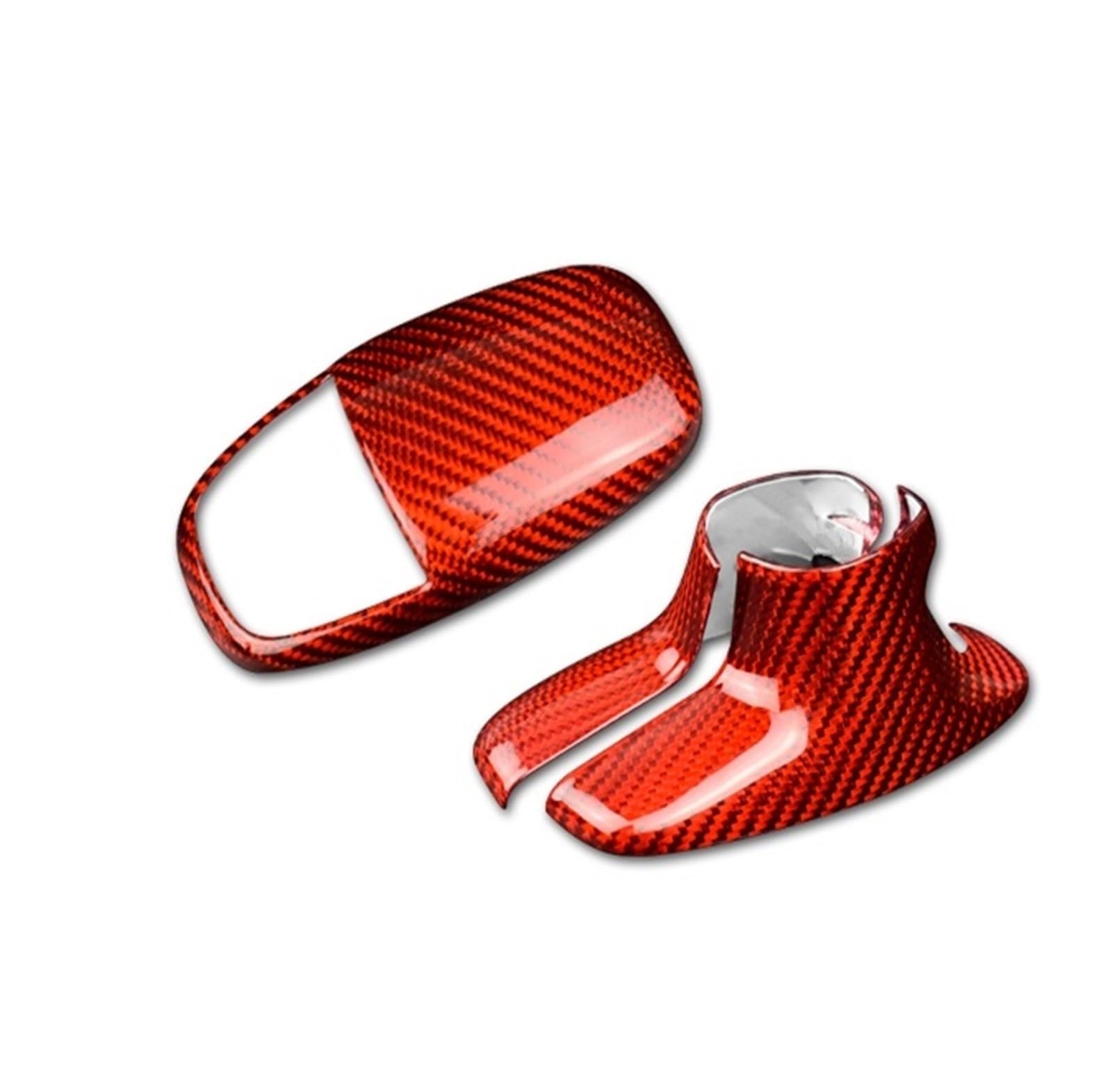 Feoosvx Red Carbon Car Trim Interior For Dodge For Challenger For Charger 2015-2023 Car Gear Shift Knob Cover Hard Carbon Fiber Interior Mouldings(Red Carbon)