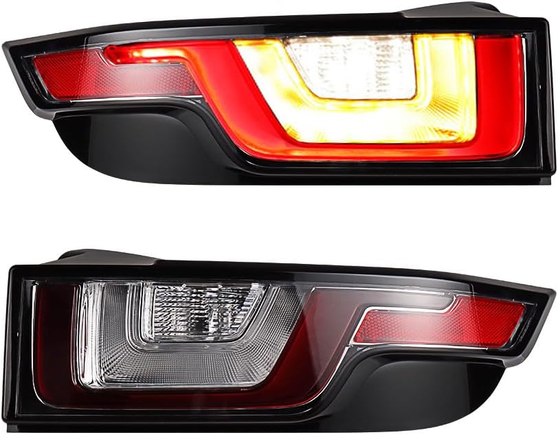 Tail Light Brake Replacement for Range Rover Evoque 2016-2018, Tail Lamp Assembly Land Rover Evoque Accessories Red/Amber/White Running DRL Turn Signal Reverse Lamp (Red/Clear Lens, Left&Right)