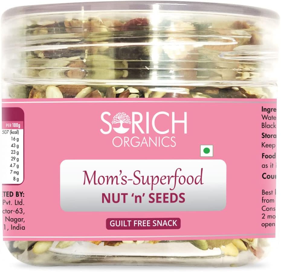 Sorich Organics Mother's Superfood Mix 150gm | Mixed Nuts & Seeds | Healthy Trail Mix | Mom's Superfood Mix | Healthy Snacks | Rich in Fibre, Vitamin E