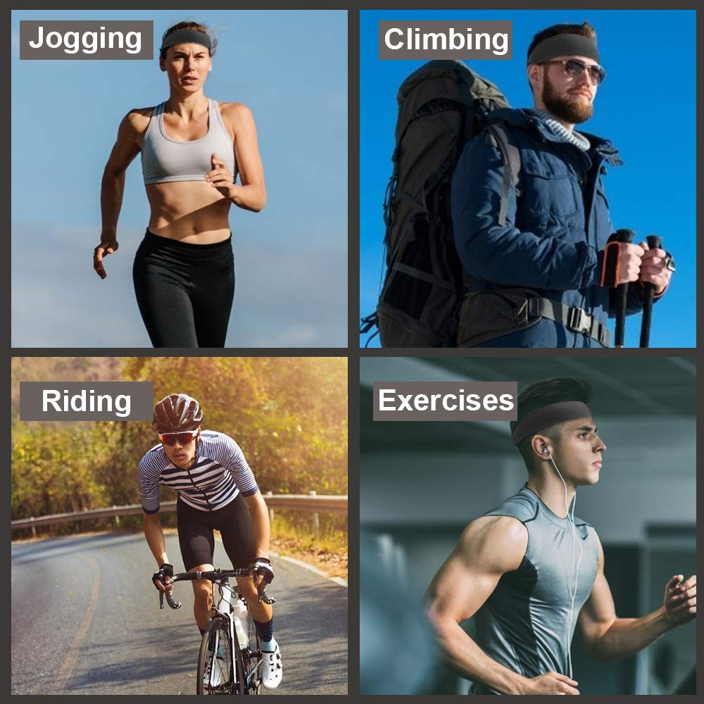 Flintronic Sport Headband, Fascia da Corsa, Antiscivolo umidità Ampia Fascia per Capelli,Fasce Antisudore, Fascia da Ginnastica per Uomini e Donne,Fascia per Sport in Esecuzione, Yoga, Jogging
